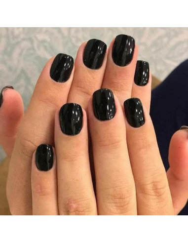 Uñas Postizas Cortas Cuadradas GLAMERMAID 24 PCS Gótico Negro