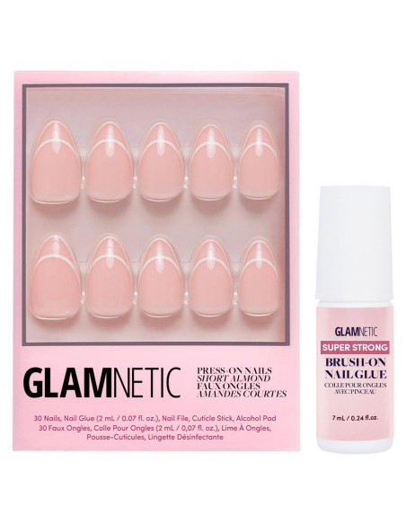 Glamnetic Uñas Postizas Almendra Cortas Celestial - Kit 30 Uñas