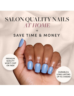 Glamnetic Uñas Postizas Cortas Cuadradas Azul Cachemira - Kit 30 Uñas con Pegamento 2