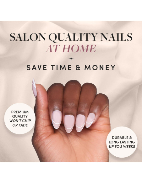 Glamnetic Uñas Postizas Almendra Cortas Celestial - Kit 30 Uñas