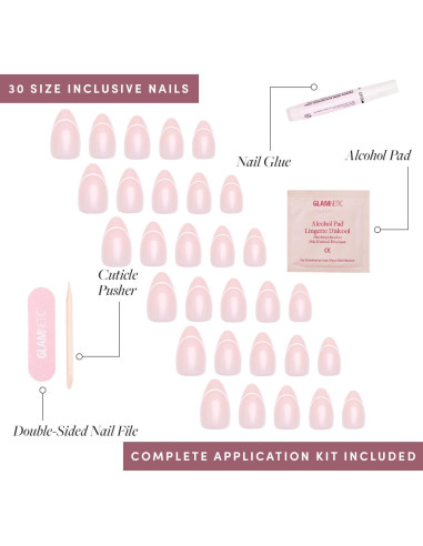 Glamnetic Uñas Postizas Almendra Cortas Celestial - Kit 30 Uñas