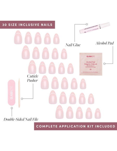 Glamnetic Uñas Postizas Almendra Cortas Celestial - Kit 30 Uñas