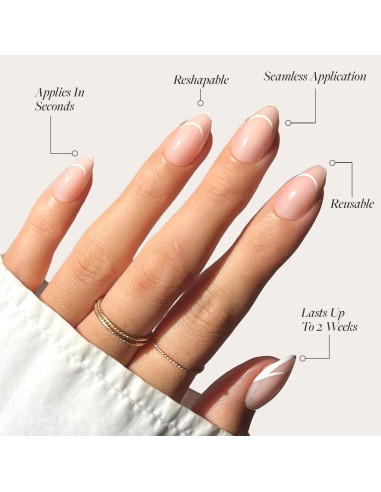 Glamnetic Uñas Postizas Almendra Cortas Celestial - Kit 30 Uñas