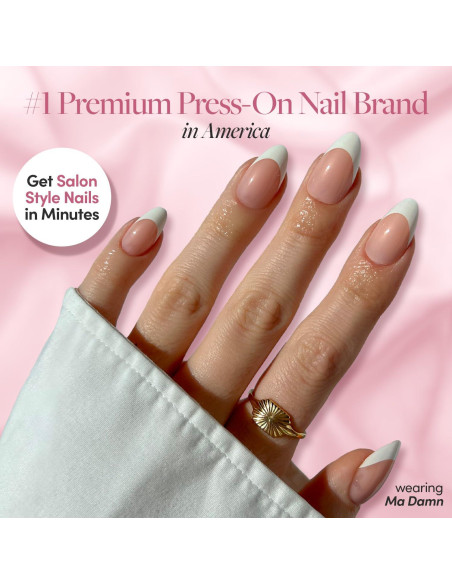 Glamnetic Uñas Postizas Almendra Cortas Celestial - Kit 30 Uñas