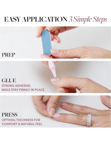 Glamnetic Uñas Postizas Almendra Cortas Celestial - Kit 30 Uñas