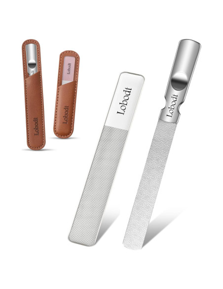 Lima de Uñas de Vidrio y Metal Lobodt - Portátil con Funda