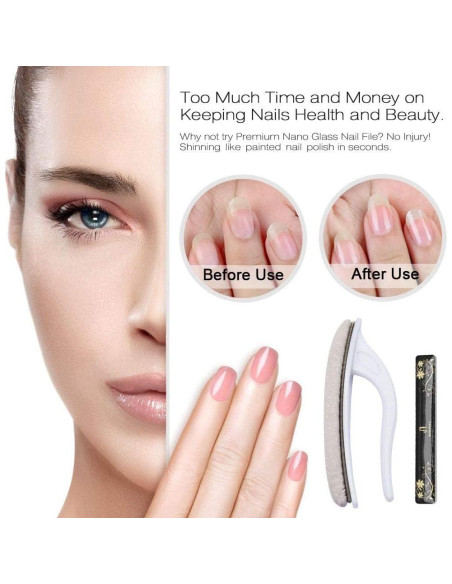 Lima de Uñas de Nano Vidrio beUakso con Estuche y Pulidor