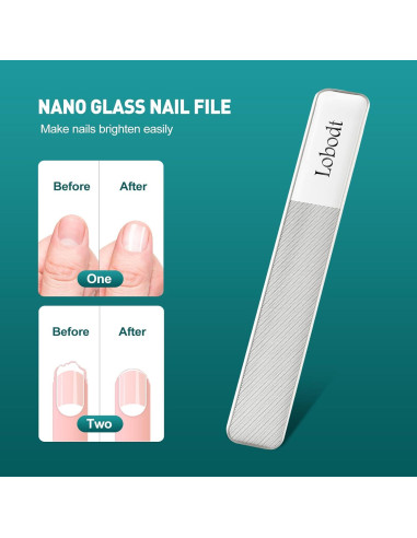 Lima de Uñas de Vidrio y Metal Lobodt - Portátil con Funda