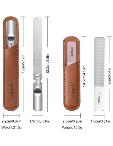 Lima de Uñas de Vidrio y Metal Lobodt - Portátil con Funda