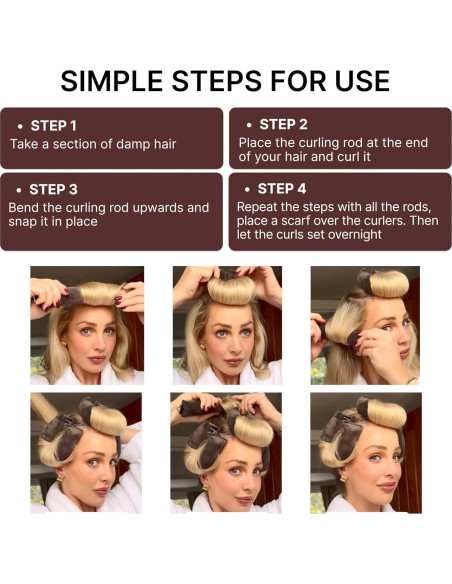 Set Rizador Sin Calor 4PCS + Bufanda Terciopelo para Dormir