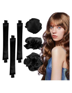 Juego de Rizador de Cabello Sin Calor RYTABEE 6 Piezas Negro