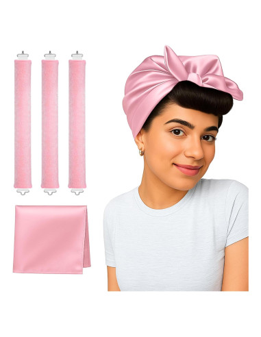 Set de Rulos Sin Calor VISOFO Rosa 3 Piezas para Dormir