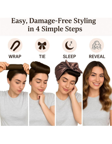 Set de Rulos Sin Calor VISOFO Rosa 3 Piezas para Dormir