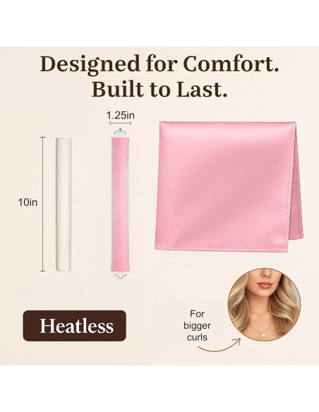Set de Rulos Sin Calor VISOFO Rosa 3 Piezas para Dormir