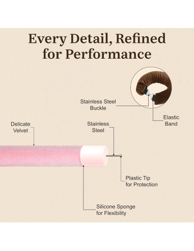 Set de Rulos Sin Calor VISOFO Rosa 3 Piezas para Dormir