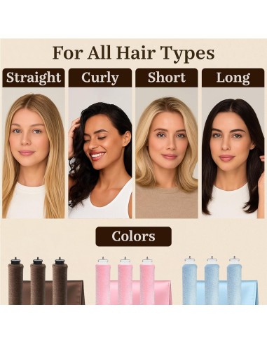 Set de Rulos Sin Calor VISOFO Rosa 3 Piezas para Dormir