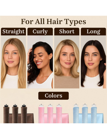 Set de Rulos Sin Calor VISOFO Rosa 3 Piezas para Dormir