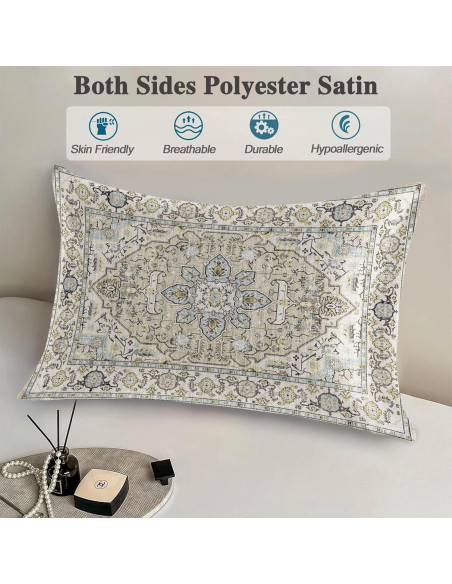 Funda de Almohada King JKJNLHJE Imitación Seda Beige 50.8x91.4 cm