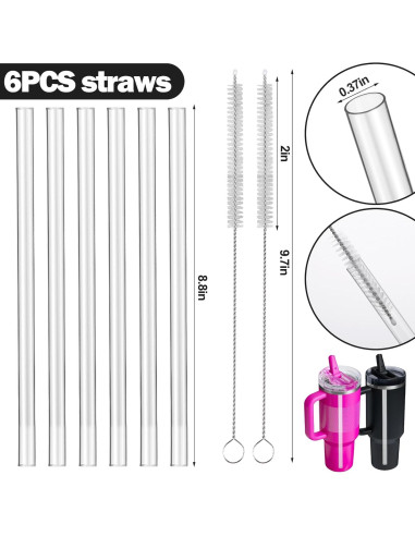 Popotes Reutilizables Mity Rain para Taza Stanley 40oz - 6 Piezas