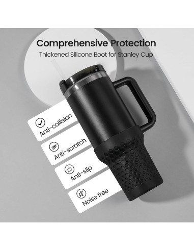 Botín de Silicona Thxbag para Stanley Cup 40 oz Negro