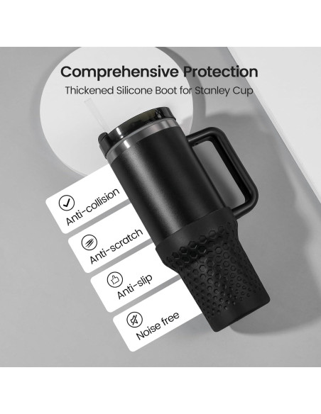 Botín de Silicona Thxbag para Stanley Cup 40 oz Negro