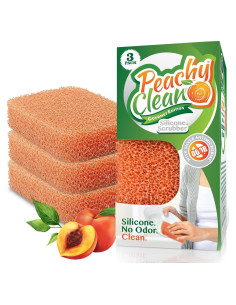 Esponjas de Cocina de Silicona Peachy Clean - Aroma Durazno, 3 Pzas