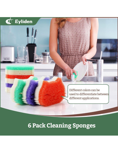 Esponjas de Fregar Eyliden 6 Piezas Doble Cara Smart-Temp