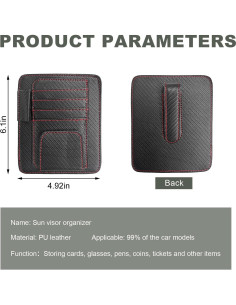 Organizador de Visera de Sol para Auto Yourkar 2 PCS Cuero 2