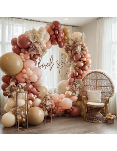 Guirnalda de Globos Rosa Polvoriento y Marrón 161 Piezas