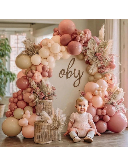 Guirnalda de Globos Rosa Polvoriento y Marrón 161 Piezas