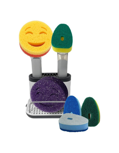 Organizador de Fregadero Smilyeez con Mango Sonriente y Esponjas