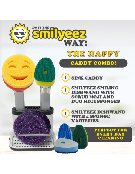 Organizador de Fregadero Smilyeez con Mango Sonriente y Esponjas