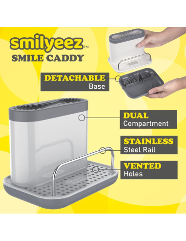 Organizador de Fregadero Smilyeez con Mango Sonriente y Esponjas