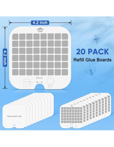 20 Placas Adhesivas Reemplazables Alikguu para Trampa Moscas