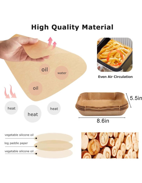 100 Pcs Papel para Hornear Rectangular Palksky 8.6x5.5 cm