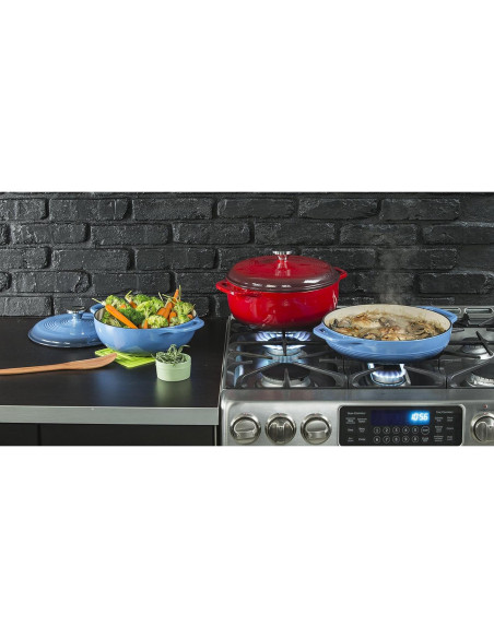 Cacerola Ovalada Enameled Lodge 3.6L Azul Caribeño