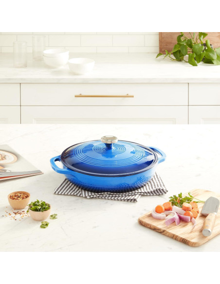 Cacerola Ovalada Enameled Lodge 3.6L Azul Caribeño