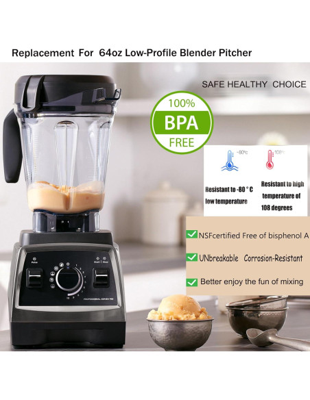 Jarra de licuadora 1.81L Fxsmgdy perfil bajo compatible Vitamix