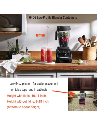 Jarra de licuadora 1.81L Fxsmgdy perfil bajo compatible Vitamix