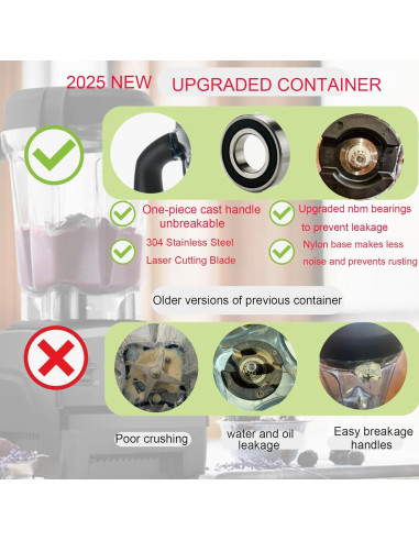 Jarra de licuadora 1.81L Fxsmgdy perfil bajo compatible Vitamix