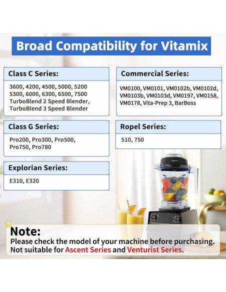 Jarra de Mezcla 1.4L Zemuquan para Vitamix 5000 5200 6300