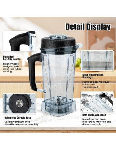Jarra de Licuadora Revorit 64oz con Cuchillas Duales y Llave