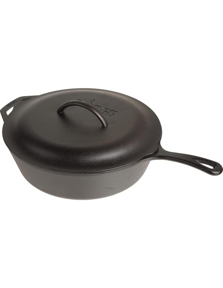Sartén Profunda de Hierro Fundido Lodge 5 Cuartos con Tapa