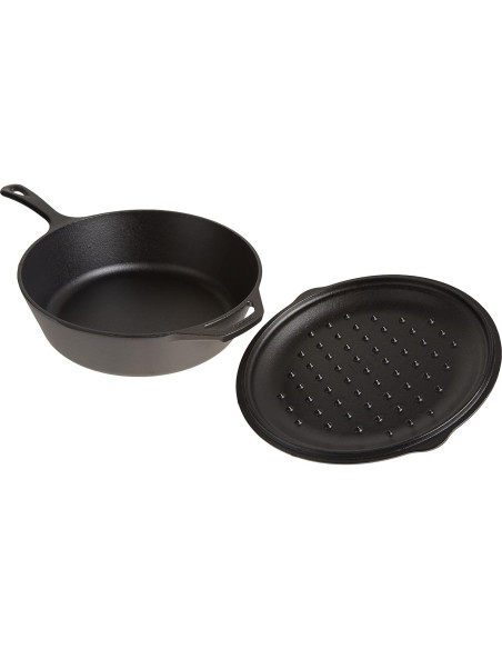 Sartén Profunda de Hierro Fundido Lodge 5 Cuartos con Tapa