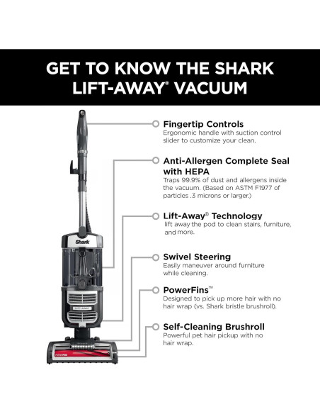 Aspiradora Vertical Shark Navigator Lift-Away UV730, 800W, HEPA