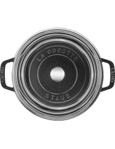 Cazuela de Hierro Fundido Staub 4qt Redonda con Tapa Vidrio 2