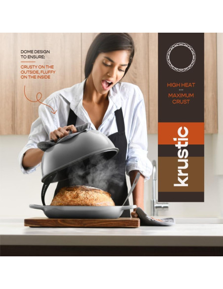 Horno Holandés Krustic 5.5L Hierro Fundido Enameled Gris