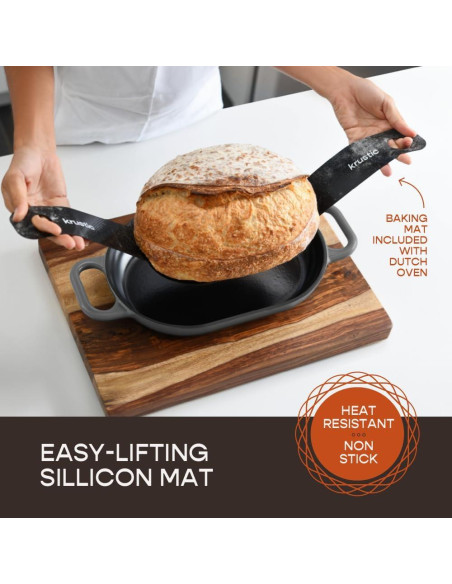 Horno Holandés Krustic 5.5L Hierro Fundido Enameled Gris