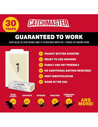 Trampas de Pegamento Catchmaster 30PK para Ratones e Insectos