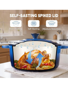 Olla Holandesa de Hierro Fundido Kerilyn 6 Qt Esmaltada Azul 2